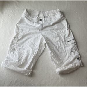 Chico's Cargo Shorts White Cotton Twill Button Closure Pockets Size 1.5 Regular